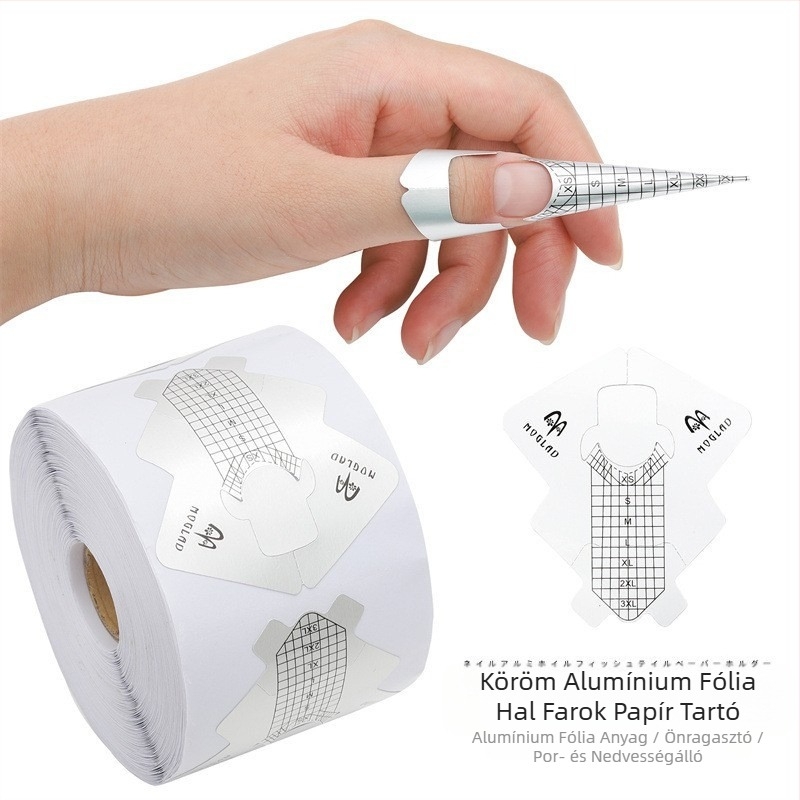 Határokon átnyúló, vastag alumínium fóliából készült hal alakú körömdíszítő papírtartó, francia fototerápiás körömhosszabbító eszköz, 100/300 papírtartó