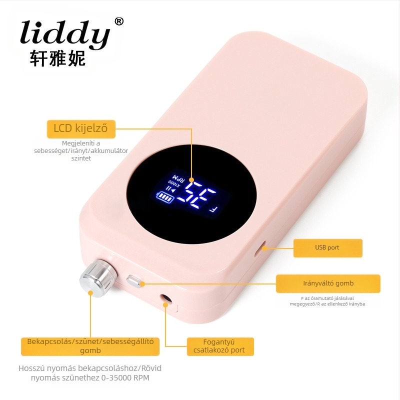 Üreges pohár körömlakk töltőalap hordozható elektromos körömlakk köröm 35000 fordulat/perc manikűr eszköz