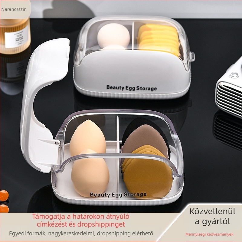 Púderpamacs szépségápolási tojástároló doboz átlátszó porálló fésülködőasztal tárolódoboz fedéllel szépségápolási eszközök kényelmes gyári közvetlen értékesítés