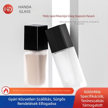 Négyzet alakú üveg folyékony alapozó palack matt átlátszó adagoló palack BB izolációs krém négyzet alakú prés spray palack üveg