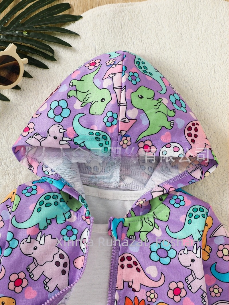 Férfi baba rajzfilmfigura dinoszaurusz mintás kapucnis kardigán, új