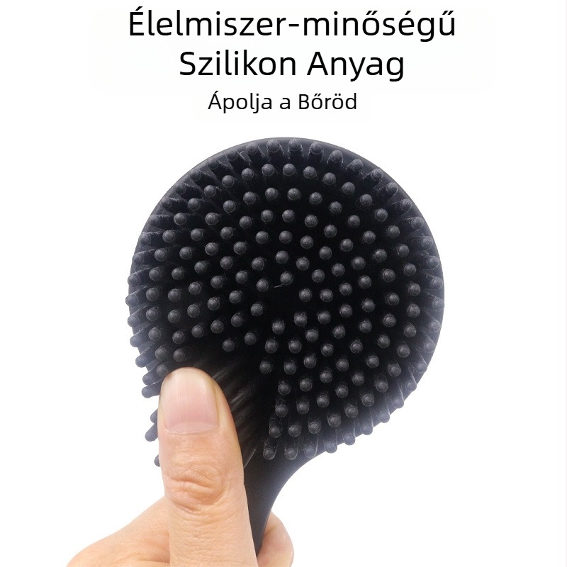 Testreszabott hosszú nyelű szilikon fürdőkefe, kétoldalas vastagított szilikon fürdőkefe, fürdőkefe, masszázskefe, hátmasszázs, fürdőkád hátkefe