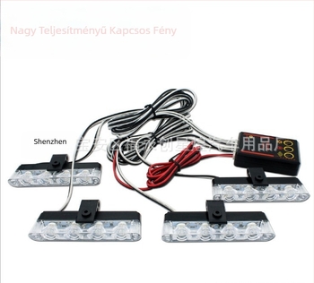 Autós vaku, új, vezetékes távirányítóval, 12 V-os, egy húzással, négy 16 LED-es kiemeléssel, középső Net Light, klip típusú stroboszkóp