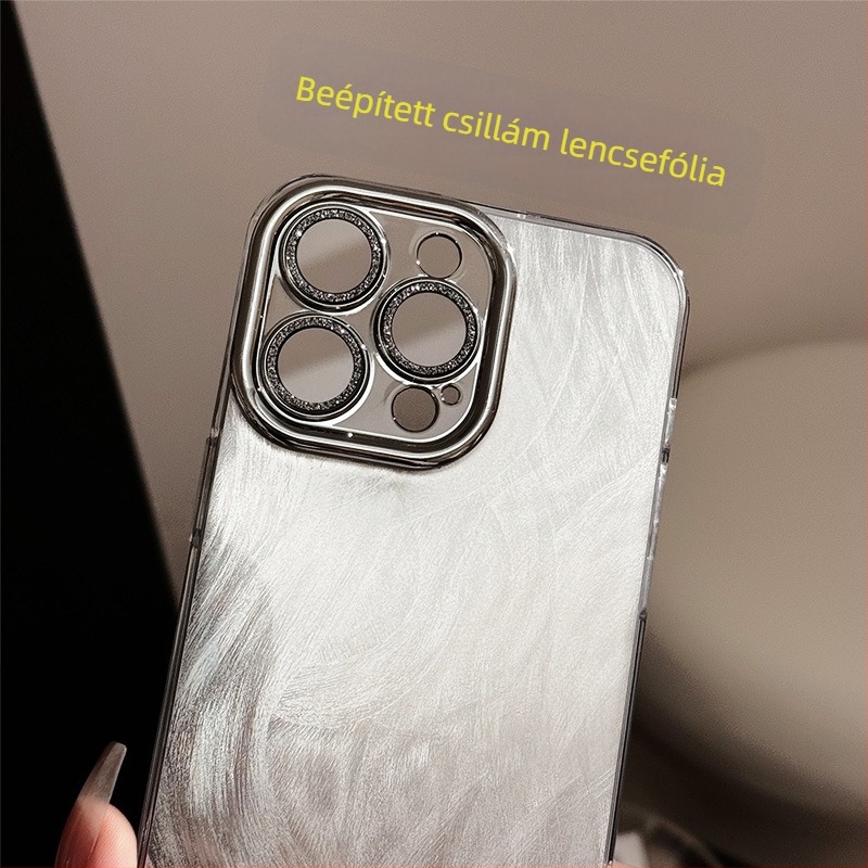 Apple 15PM lencsével ellátott, tollfonalból készült telefontokhoz alkalmas, Advanced Sense iPhone 16 csillogós, galvanizált védőtok
