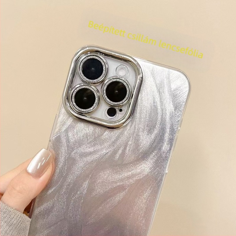 Apple 15PM lencsével ellátott, tollfonalból készült telefontokhoz alkalmas, Advanced Sense iPhone 16 csillogós, galvanizált védőtok