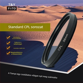 Tianya 30-95 mm-es hagyományos kör alakú CPL polarizációs szűrő polarizációval bevonat nélkül a telítettség kiküszöbölésének fokozása érdekében