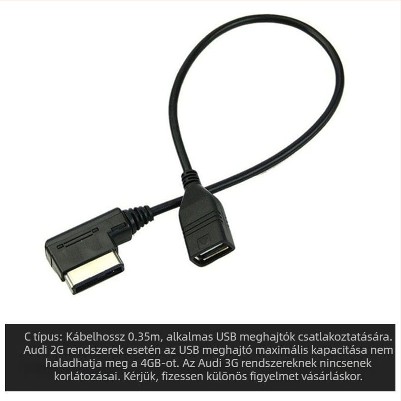 Alkalmazható Audi, Volkswagen, Mercedes-Benz AMI autós USB ADM adatkábel A4L A5 A8 Q5 Music Interface Audio készülékekhez