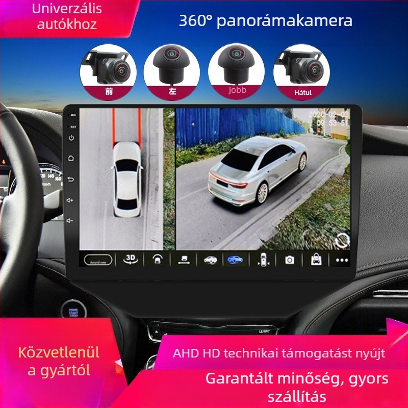 360°-os panorámaképes AHD kamera HD éjjellátó 1080P navigációval, többfunkciós kábelcsomag-készlet nagykereskedelemmel