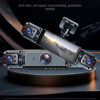 Négyirányú kamera, négylencsés, HD 1080P autós 360 fokos vezetési felvevő, tolatóképpel