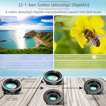 Mobiltelefon-teleszkópfej Nagyfelbontású teleobjektív Élő videó Koncert Horgászat Nagylátószögű makró Nagy teljesítményű objektív