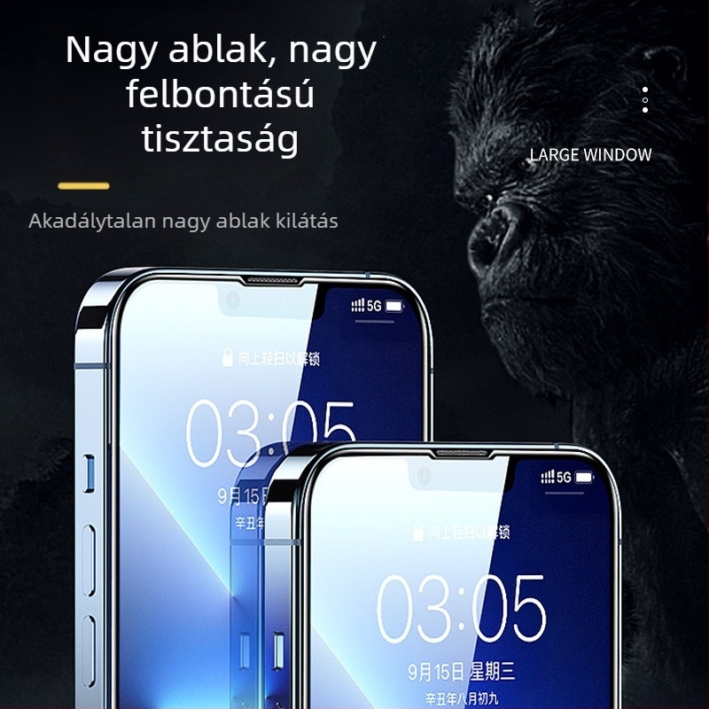 Magas alumínium, nagy ívű edzett fólia Apple 16pro készülékhez, nem porózus, porálló, 13pro, nyomásálló, élvédő 14 King Kong mobiltelefon-fólia
