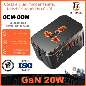 Új termék, globális univerzális átalakító dugó, többfunkciós utazóaljzat-átalakító, univerzális, egyfordulatos, több gallium-nitrid gyorstöltés