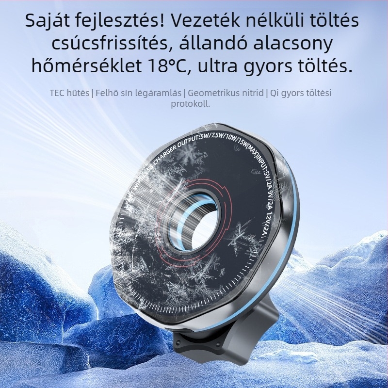 Új, határokon átnyúló, vezeték nélküli autós töltő, mobiltelefon-tartó, légkivezető nyílással, mágneses, Magsafe univerzális, 360 fokban forgatható