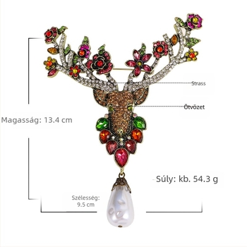 Határokon átnyúló, extra nagy retró strasszos szarvasfej bross, nehézipari jávorszarvas kitűzős kabát, ruházati kiegészítők, női ruhadísz