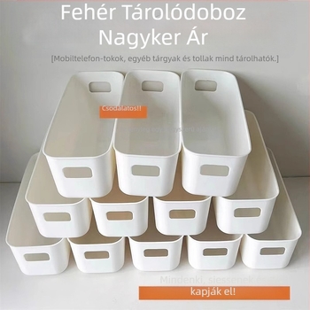 Otthoni egyszerű tejfehér tárolódoboz asztali rendszerező vegyes tárgyak téglalap alakú tárolódoboz multifunkcionális fiókos tárolódoboz