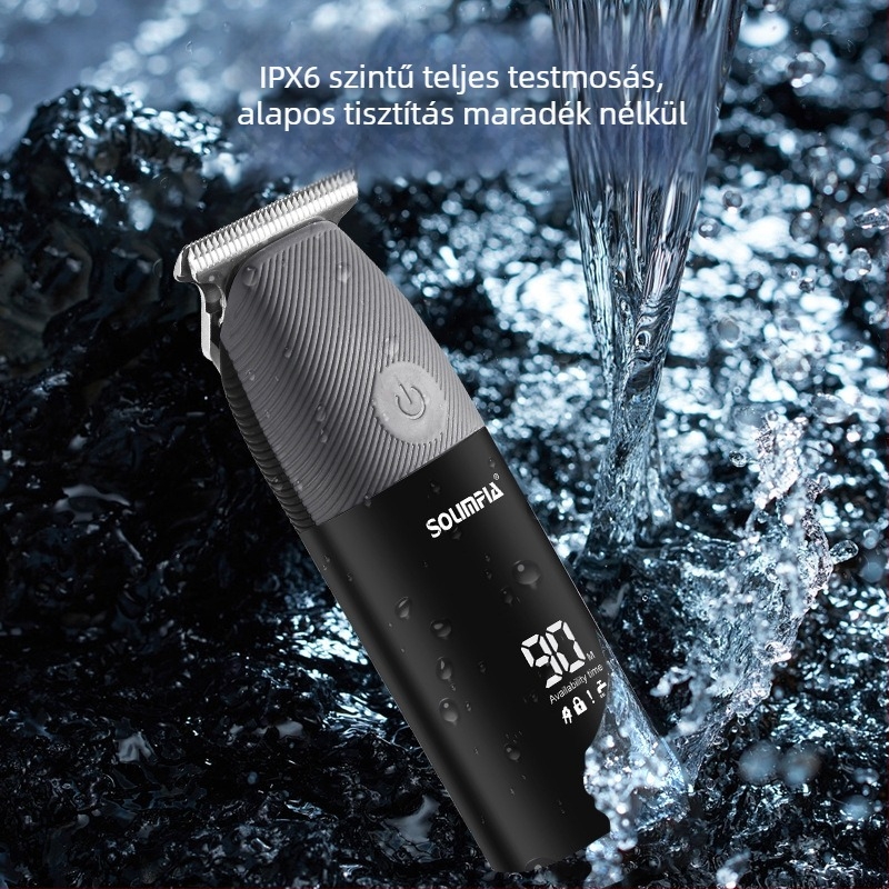 Hordozható mini elektromos hajvágó LCD digitális kijelzővel, olajfejjel, faragógép olló, nedves és száraz borotválkozáshoz, olajfejjel, olló nagykereskedelemmel