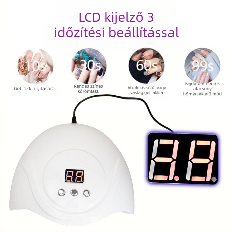 Határokon átnyúló 72 W-os új USB-kábellel működő S3 körömlámpa fototerápiás gép intelligens indukciós körömlakk ragasztó gyorsan száradó 24 lámpás sütőlámpa