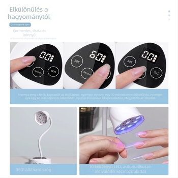 Asztali energiatárolós Lotus körömlámpa, intelligens érzékelős érintőképernyős mini fototerápiás lámpa, gyorsan száradó körömfolt, speciális sütőlámpa