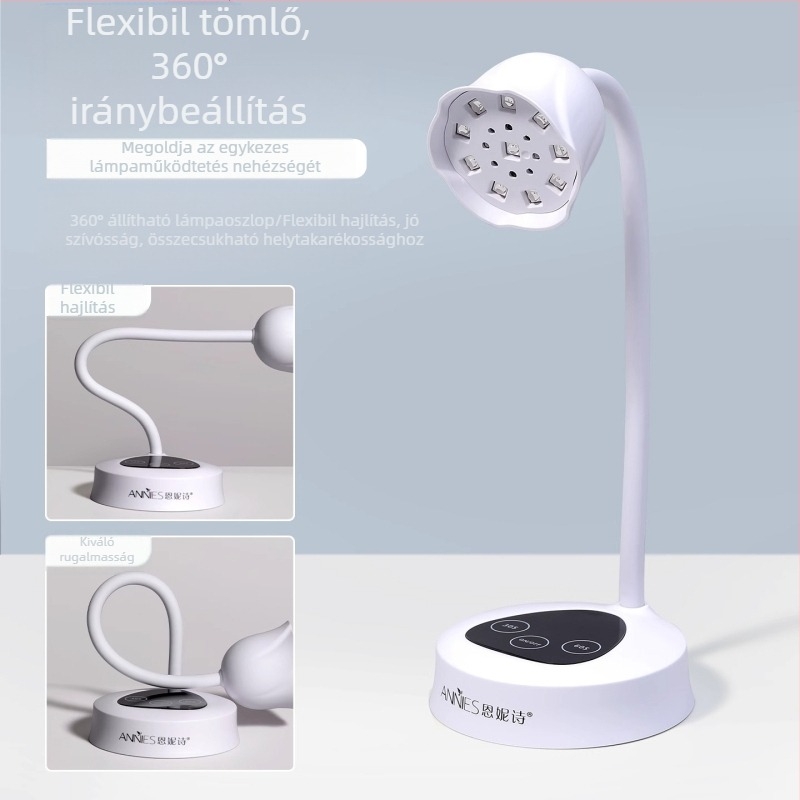 Asztali energiatárolós Lotus körömlámpa, intelligens érzékelős érintőképernyős mini fototerápiás lámpa, gyorsan száradó körömfolt, speciális sütőlámpa
