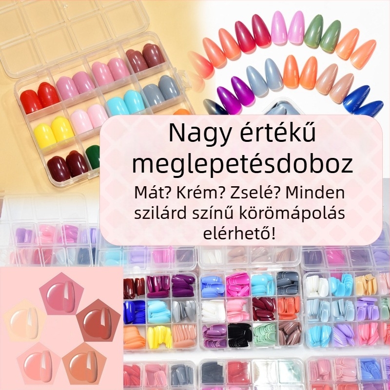 Négyzet alakú, egyszínű, viselhető körmök vakdoboza, véletlenszerű színű, kicsomagoló meglepetés, egyszerű, sokoldalú műkörmök, raktáron, nagykereskedelemben