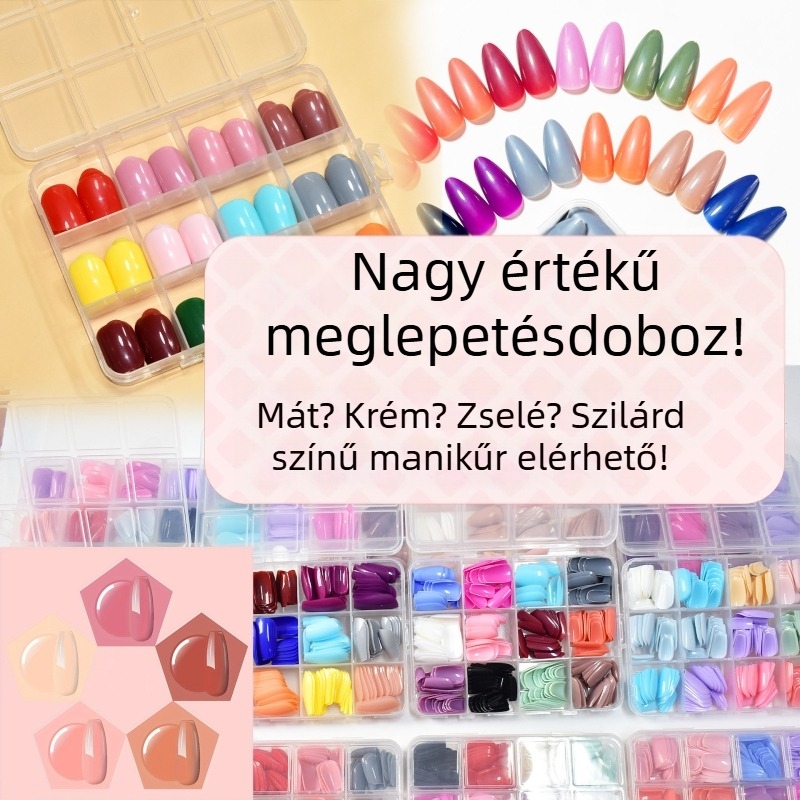 Négyzet alakú, egyszínű, viselhető körmök vakdoboza, véletlenszerű színű, kicsomagoló meglepetés, egyszerű, sokoldalú műkörmök, raktáron, nagykereskedelemben