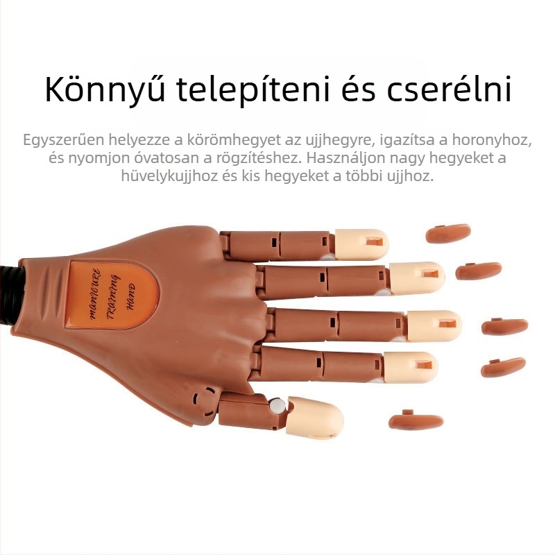 Körömművészeti gyakorlat protéziskéz, mozgatható protéziskéz, körömművészeti robotkéz, hajlítható és rögzíthető modellstílusú körömkiállítás