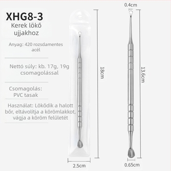 Körömművészeti kör ferde fejű acél nyomó kopáspáncél szerszámpálca köröm stift páncél eltávolító rúd orosz dupla fejű gyűrű patkó nyomó