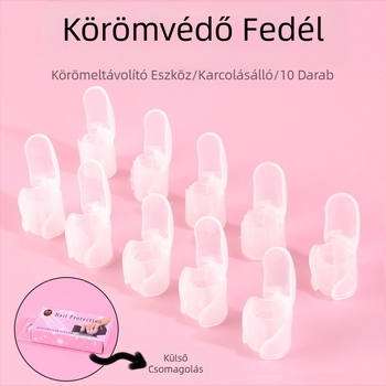 Új, teljes manikűrvédő huzatkészlet, körömlakk, hordható körmök, karcálló tárgyak, manikűrápoló eszközök, átlátszó 10 darab