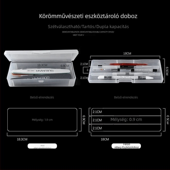 Körömdíszítő kétrétegű szerszámosláda körömtoll tárolódoboz szerszámosláda tetováló tolldoboz matt, levehető kétrétegű