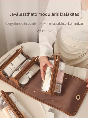 Kozmetikai táska, niche dizájn, nagy kapacitású, könnyű, luxus tároló, fejlett mosdótáska, tárolótáska, női, határokon átnyúló gyártás