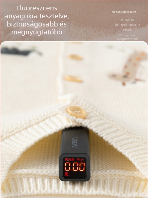 Boldog Állat Osztályú Pamut Baba Pulóver Őszi és Téli Kötött Baba Kardigán Pulóver Egyszínű Aranyos Babakabát