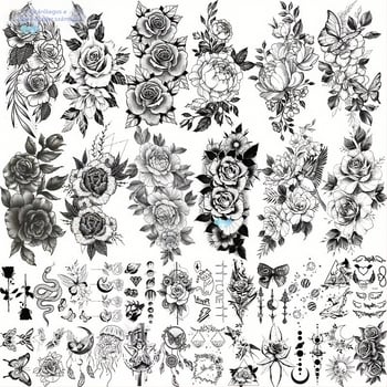 36 db-os ideiglenes tetoválásmatrica, valósághű fekete mintákkal, határokon átnyúlóan