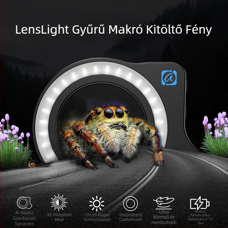 APEXEL mobiltelefon makró töltőfény köröm szépség pupilla fotó ékszer azonosító töltőfény 37-52mm menetes csatlakozás