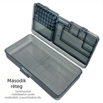 Mobiltelefon-javító asztali kétrétegű alkatrésztároló doboz digitális alkatrész csavar tartozékok szerszámrendszer barkácsoláshoz