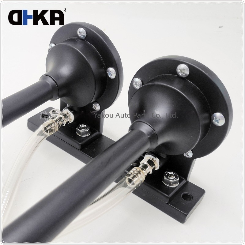 DHKA Aaguan-as048bu spot 12V kétcsöves elektromos pumpás légkürt fekete krómozott teherautó-kürt