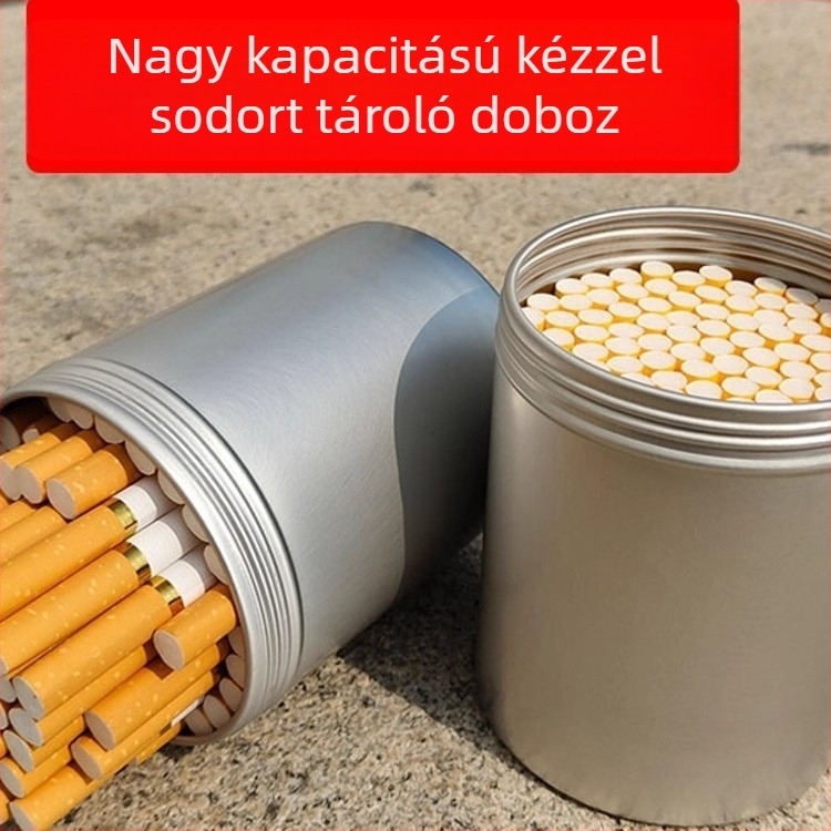 Cigarettadoboz nagy kapacitású, 80 darabos, kerek hengerrel lezárt, nedvességálló, nedvességtartó alumínium doboz cigarettadoboz durva és finom cigaretta univerzális cigarettadoboz henger