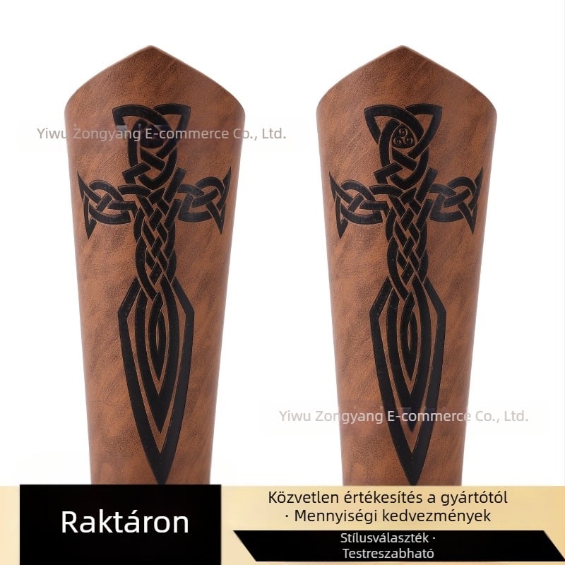 Határokon átnyúló középkori férfi bőr karvédő retro punk kézvédő karneváli cosplay jelmez kiegészítők karvédő