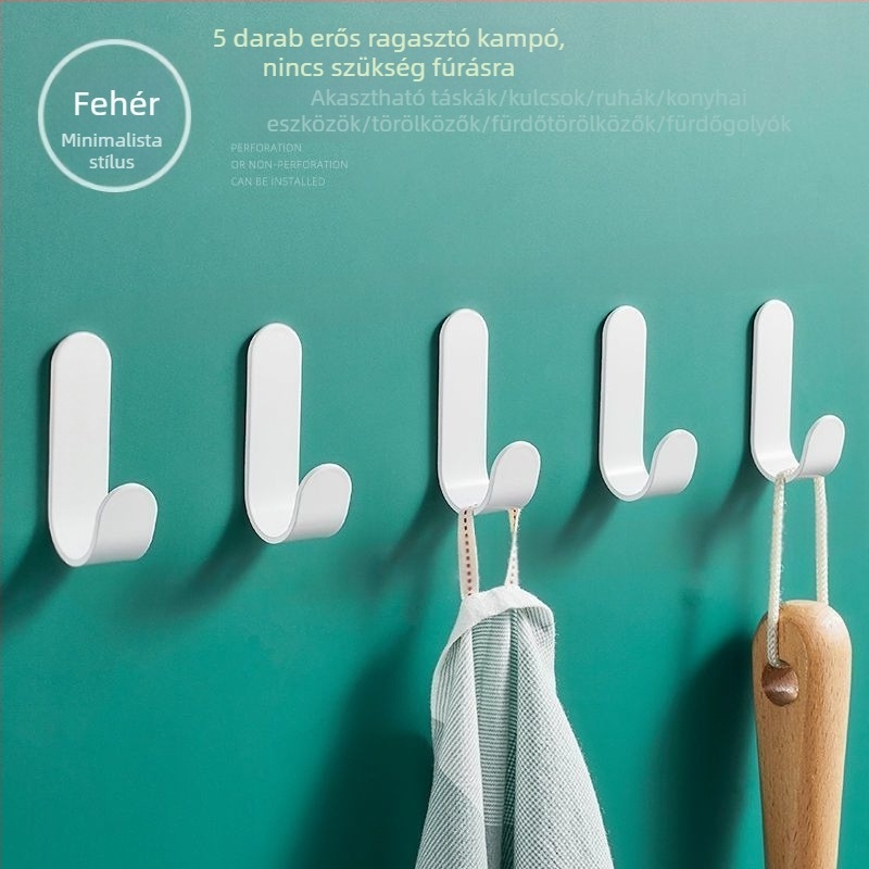 Ruhaakasztó kampó, Fúrás nélküli öntapadós ruhákhoz az ajtó mögé, Fürdőszobai teherhordó falra akasztható kampó, Fejhallgató tartó