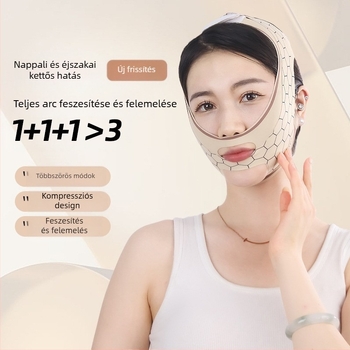 Határokon átnyúló, teljes arc lifting és feszesítő, műszálas arcformáló kötés, V alakú, megereszkedett felületű, faragott mintás, varratmentes alvásmaszk