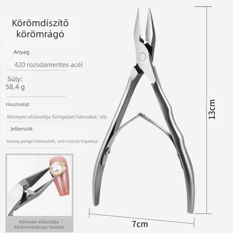 Határon átívelő sascsőr fogó hullámos nyéllel, rozsdamentes acél lapos szájú körömhorony fogó, sascsőr fogó, körömágybőr fogó, fúró eltávolító fogó, manikűrkészlet