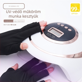 Körömdíszítő fekete kesztyű, ultraibolya sugárzás elleni védelem, barnító fototerápiás gép, sütő fekete lámpa, harmat elleni védelem, ujjak különlegessége