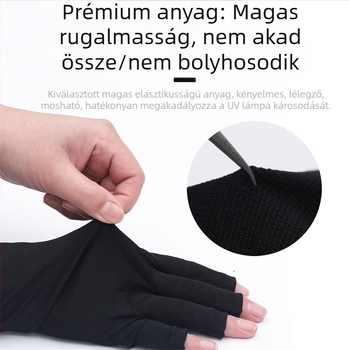 Körömdíszítő fekete kesztyű, ultraibolya sugárzás elleni védelem, barnító fototerápiás gép, sütő fekete lámpa, harmat elleni védelem, ujjak különlegessége