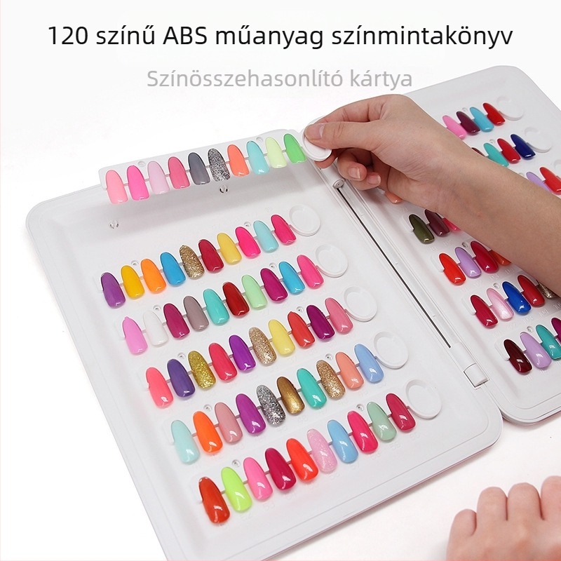 Körömművészeti színkártya-könyv levehető kijelző tábla körömművészeti színkártya-könyv Körömlakk ragasztó csere körömstílus Hordozható