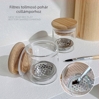 Új körömmosó toll pohár szűrőfedéllel kristálypohár körömlakk toll tisztító mosó toll speciális szerszámok nagykereskedelem