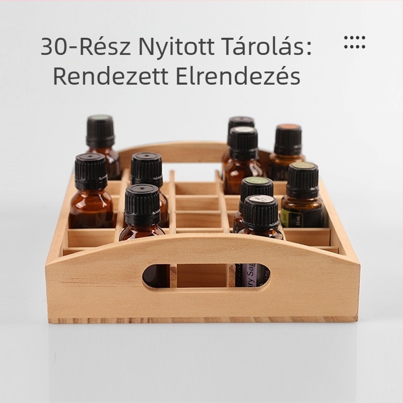 Határokon átnyúló raktáron 30 rácsos Dotteri illóolaj-kiállító állvány illóolaj-palack tároló fa csomagolódoboz ajándéktároló doboz