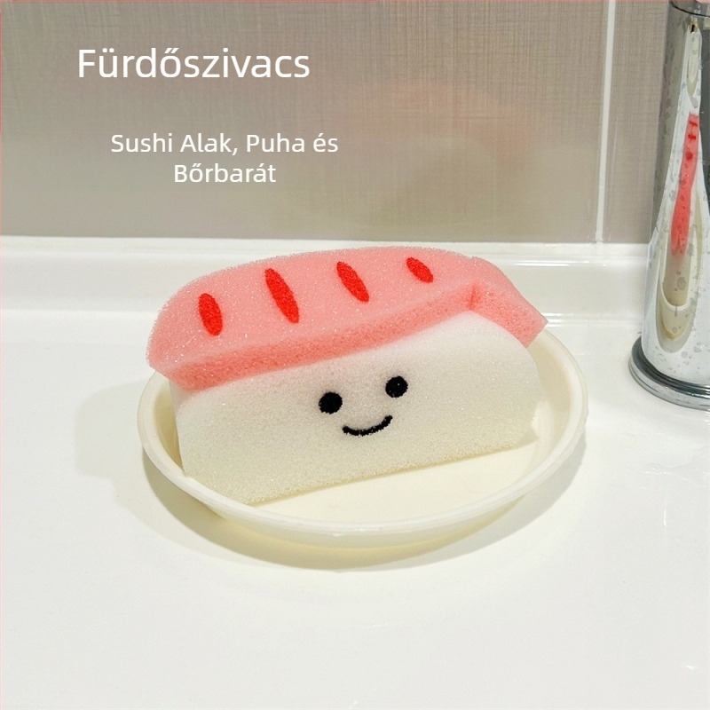 Édes garnélarákos sushi fürdőszivacs golyó fürdőbuborék puha lányos szív aranyos gyerekfürdő