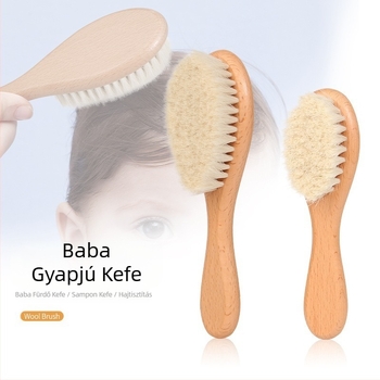Külkereskedelmi bükkfa nyelű gyapjúkefe babafürdető súroló tisztító mosó- és védőkefe babahaj puha haj töredezett haj seprű