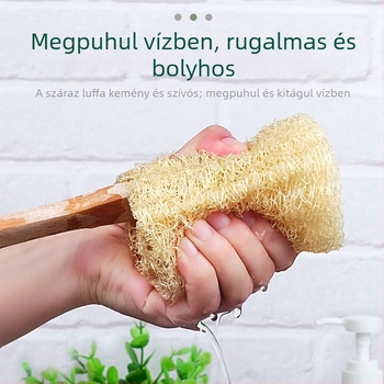 Hosszú fa nyél Luffa fürdőkefe Kádkefe Luffa pulp dörzsölő törölköző fürdőszobai kellékek medencetisztító fürdőkefe