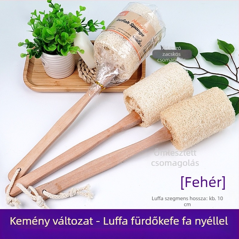Hosszú fa nyél Luffa fürdőkefe Kádkefe Luffa pulp dörzsölő törölköző fürdőszobai kellékek medencetisztító fürdőkefe