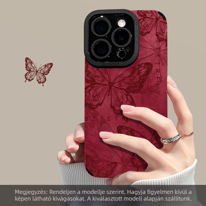 Retro pillangós karkötő Apple 16 újévi telefontokhoz, 15Pro szőrmével, 14 finomlyukú, cseppálló, 13 szilikon X